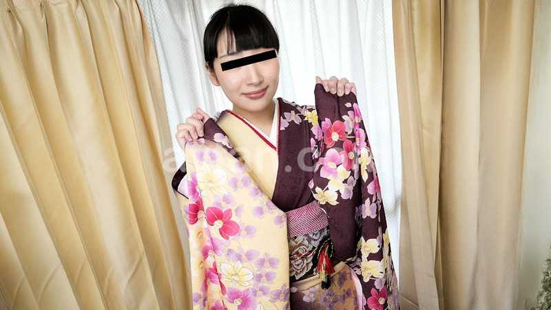 A girl with soft big breasts in a kimono