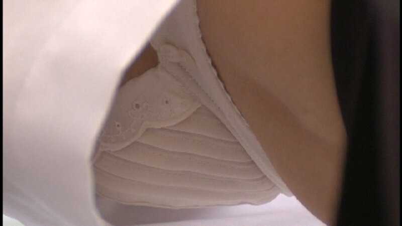 Peeking inside the uniform - A glimpse of underwear and female body