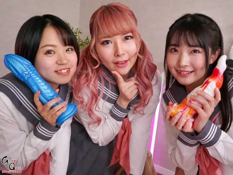 Three devilish J-schoolgirls with strap-ons destroy male anal and force sissygasm!![Origin]